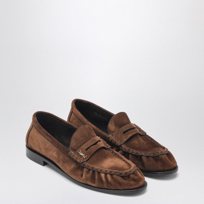 SAINT LAURENT Le Loafer Dark Havana suede loafers outlook