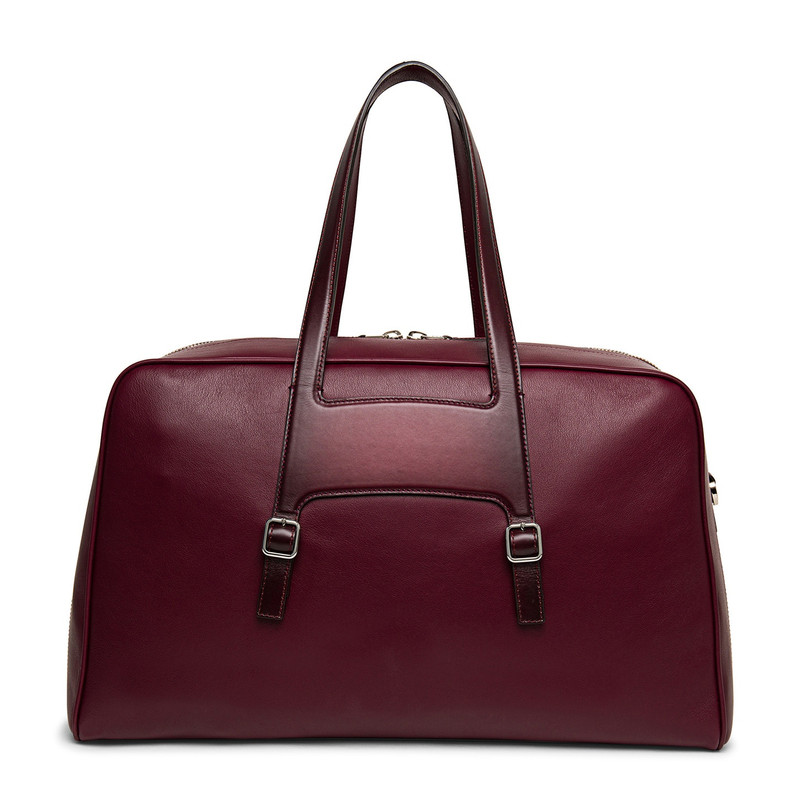Santoni Burgundy leather weekend bag outlook
