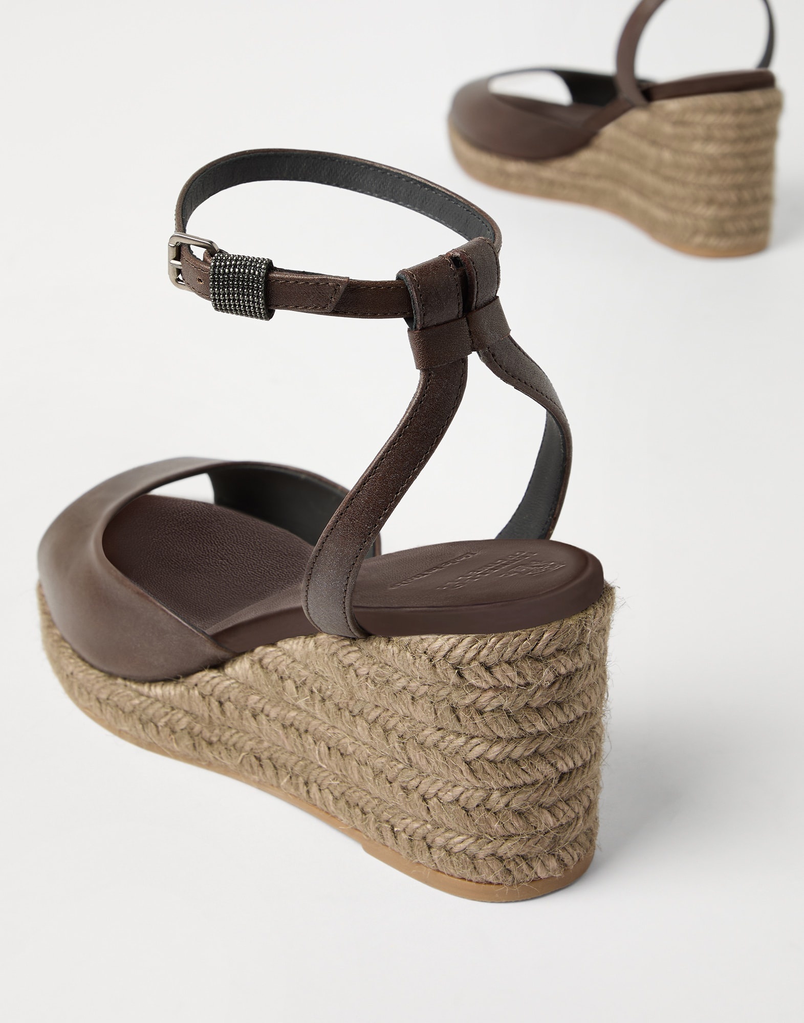 Cowhide espadrille wedges with monili - 3