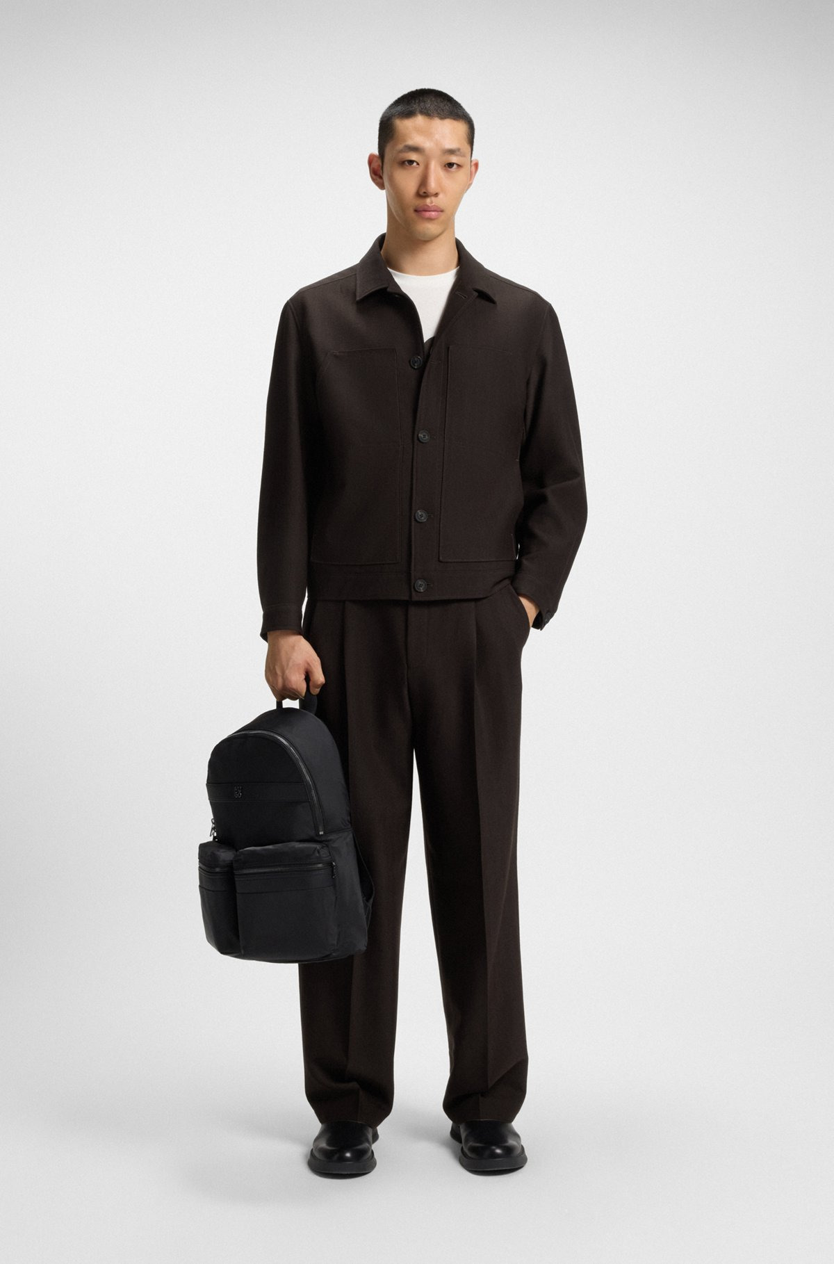 SLIM-FIT JACKET IN HERRINGBONE PERFORMANCE-STRETCH CLOTH - 3