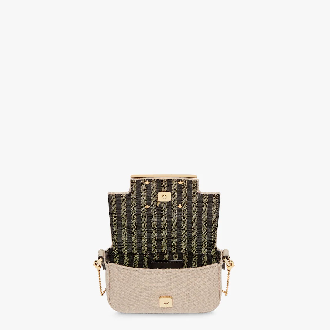 Beige canvas charm with FF embroidery - 4