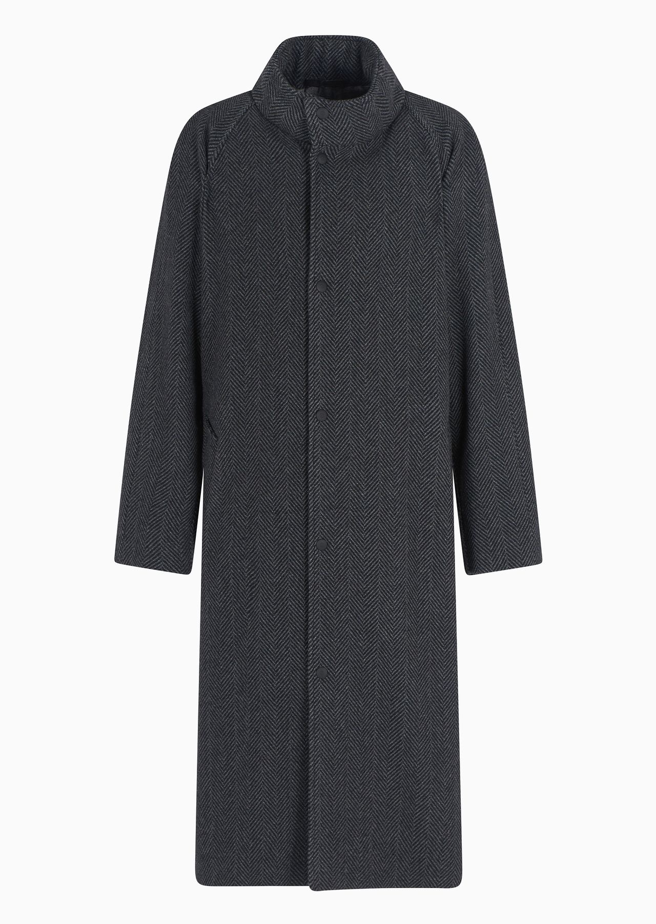 Long coat in chevron jacquard cashmere-blend cloth - 1