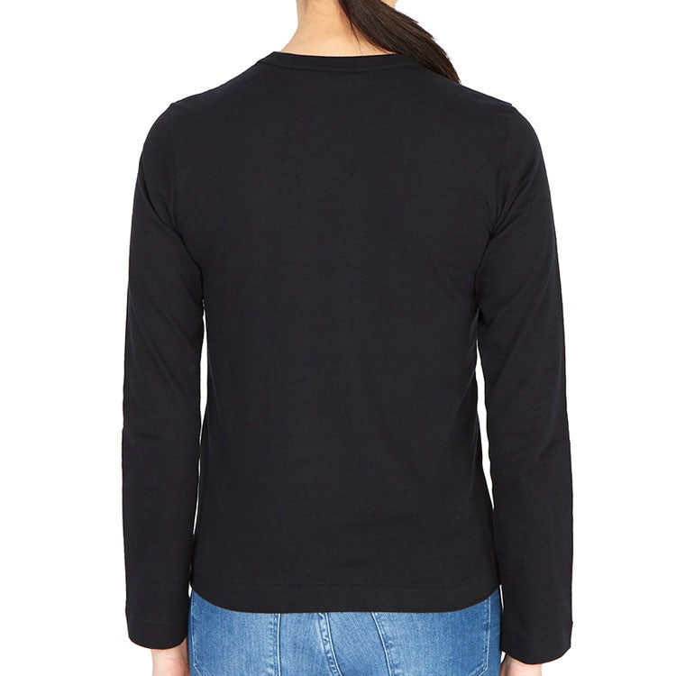 (WMNS) COMME des GARCONS PLAY Logo Long Sleeves Tee 'Black' AZ-T117-051-1 - 3