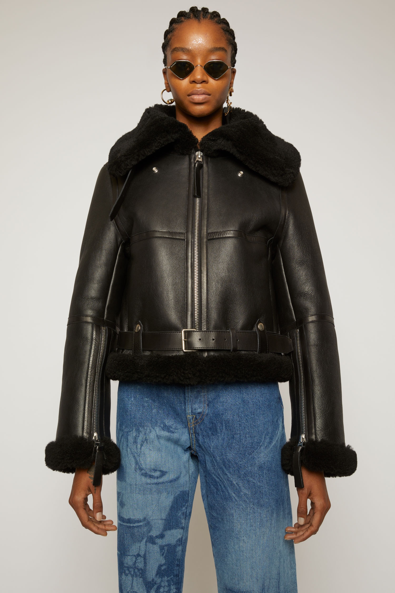 Shearling aviator jacket black / black - 6