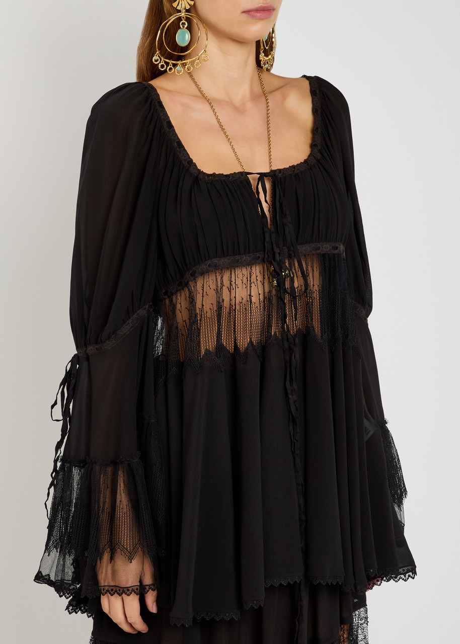 Chloe Lace-embellished Silk-chiffon Blouse - 2