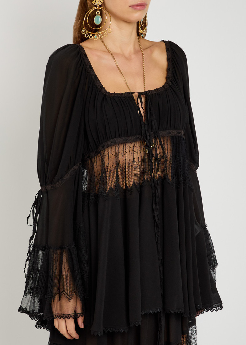 Chloé Chloe Lace-embellished Silk-chiffon Blouse outlook