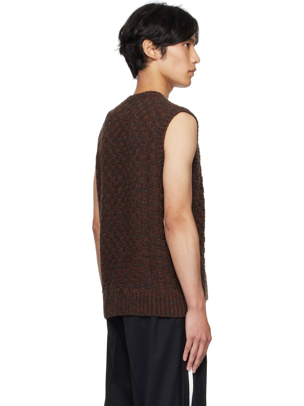Brown V-Neck Sweater Vest - 3