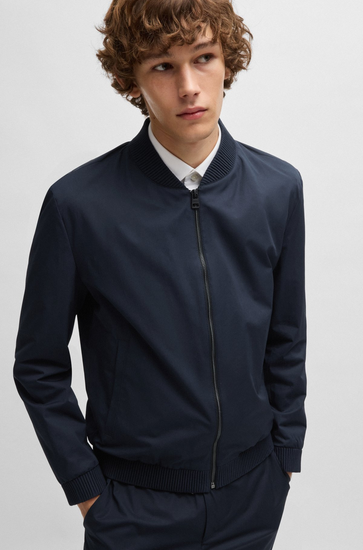 SLIM-FIT JACKET IN STRETCH COTTON - 6