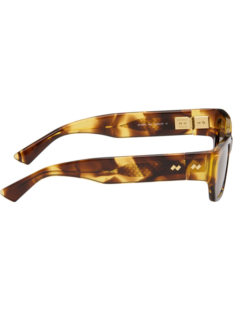 Bottega Veneta Brown Intrecciato Square Sunglasses outlook