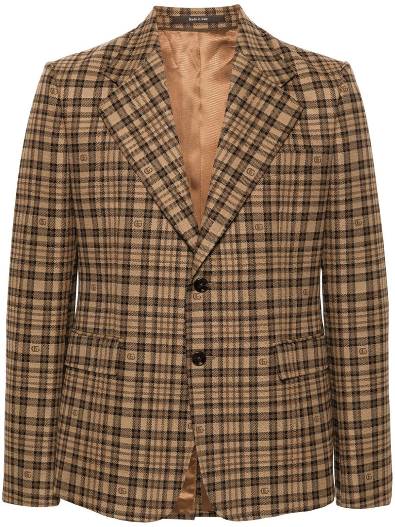 Double G-logo check-pattern blazer - 1