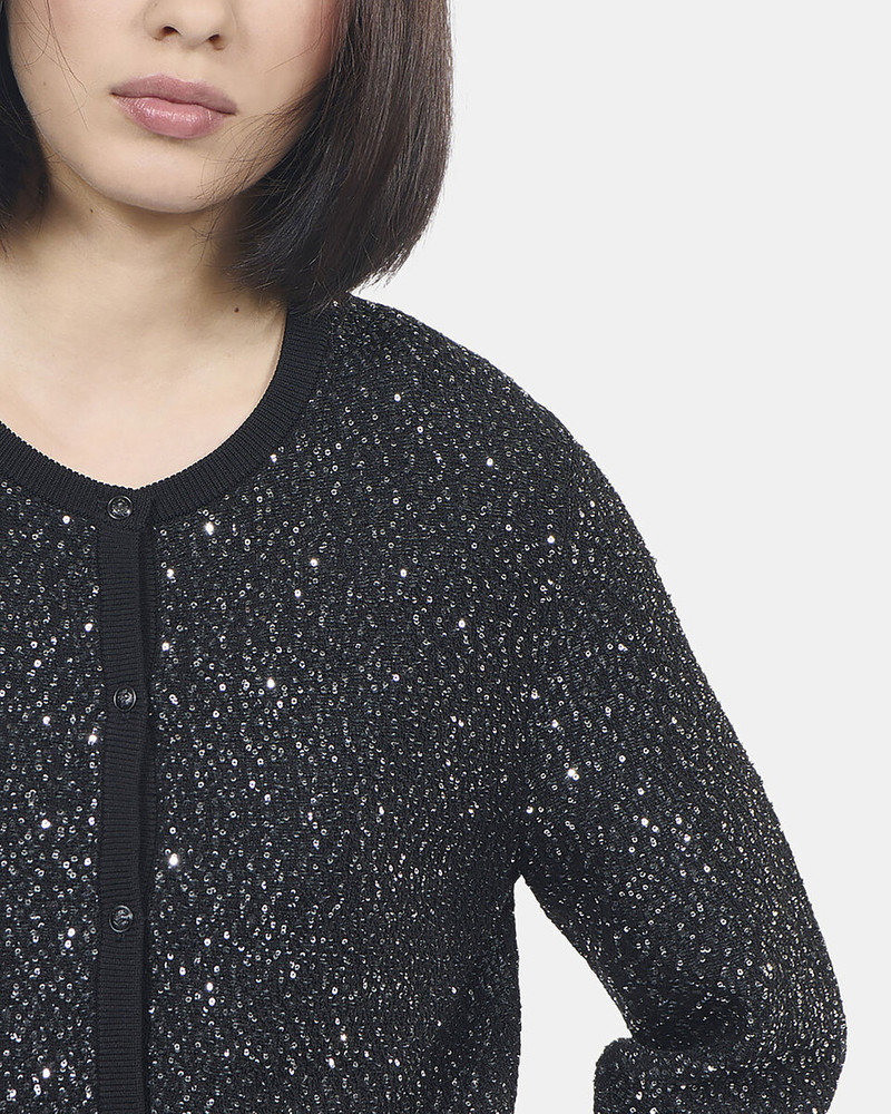 BLACK SEQUINED KNIT CARDIGAN 6