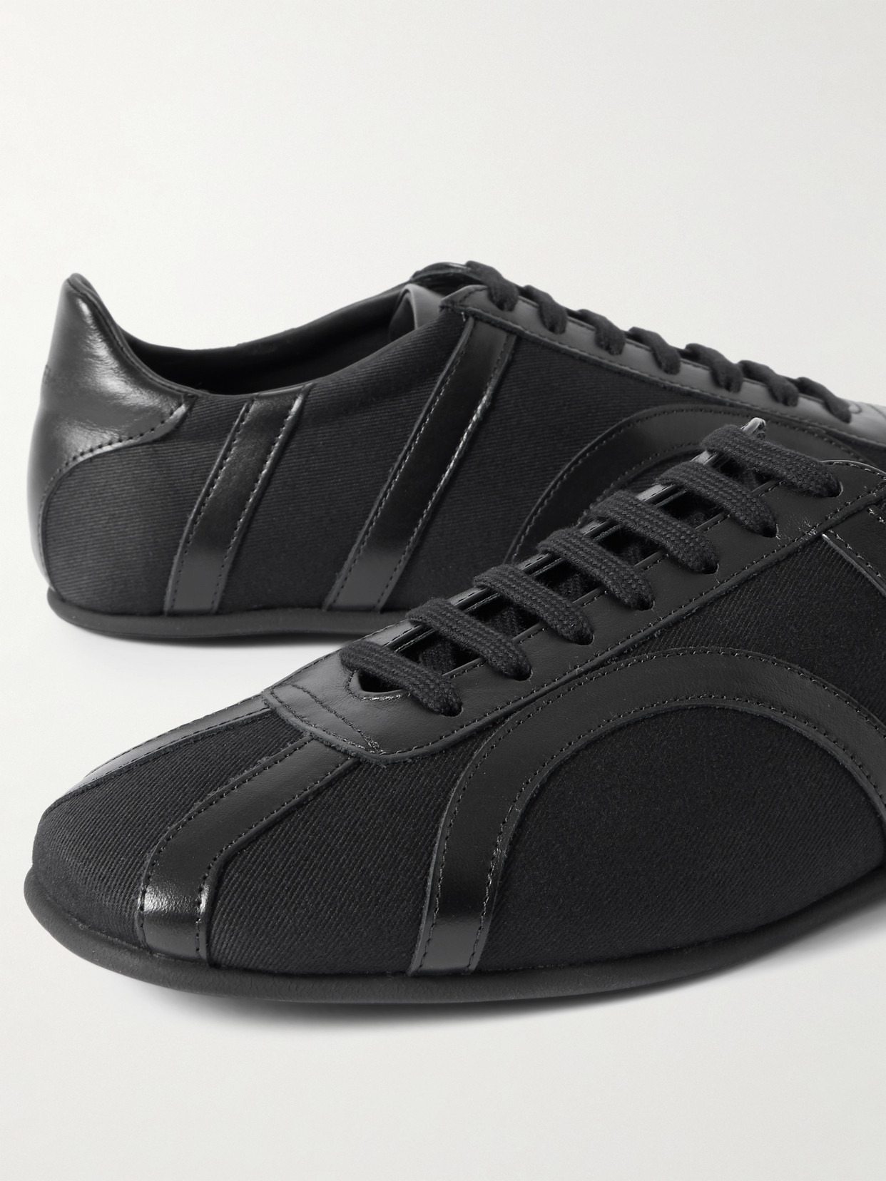 Leather-trimmed Cotton-canvas Sneakers - 4
