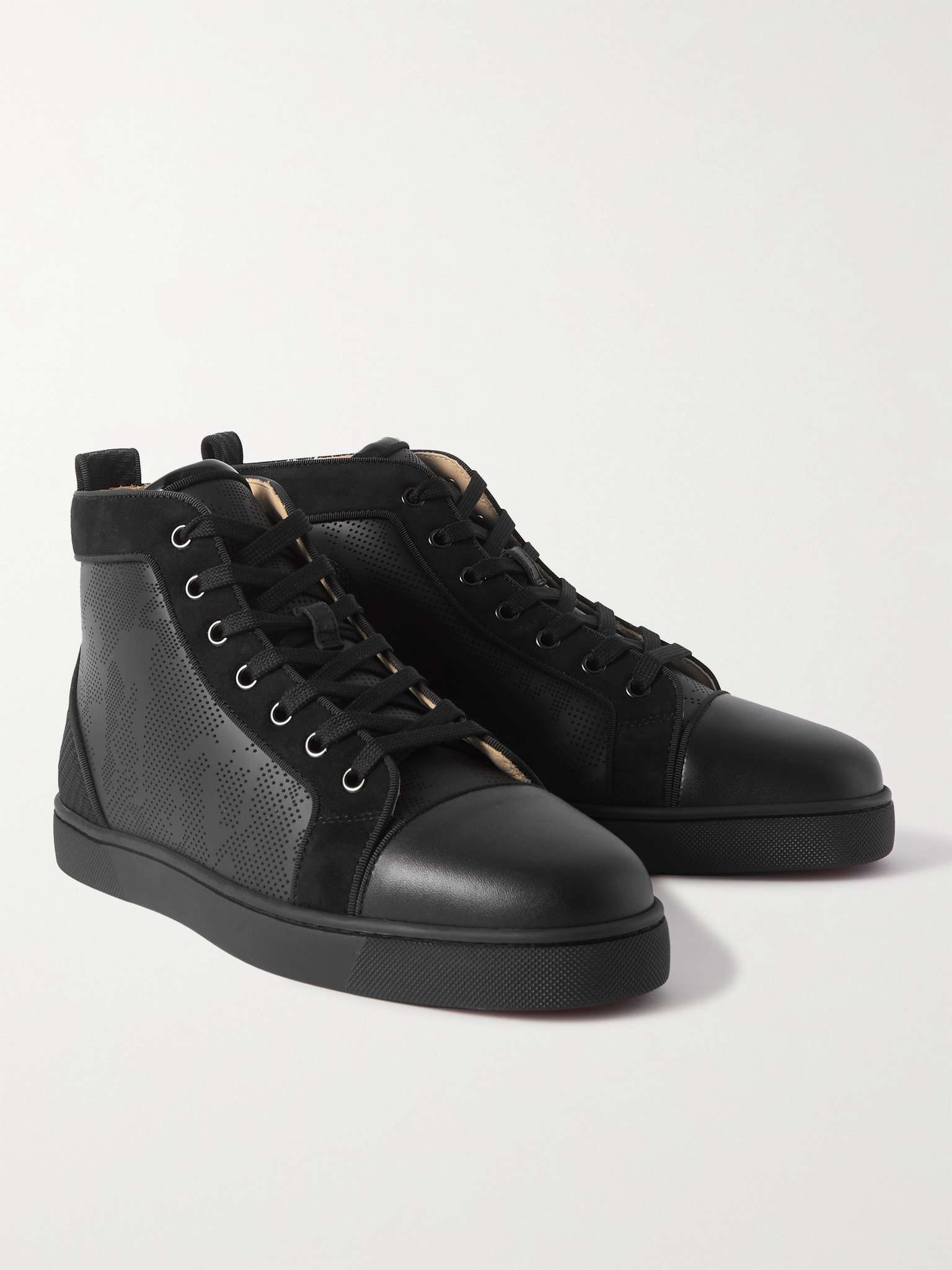 Louis Orlato Grosgrain-Trimmed Perforated Leather High-Top Sneakers - 4