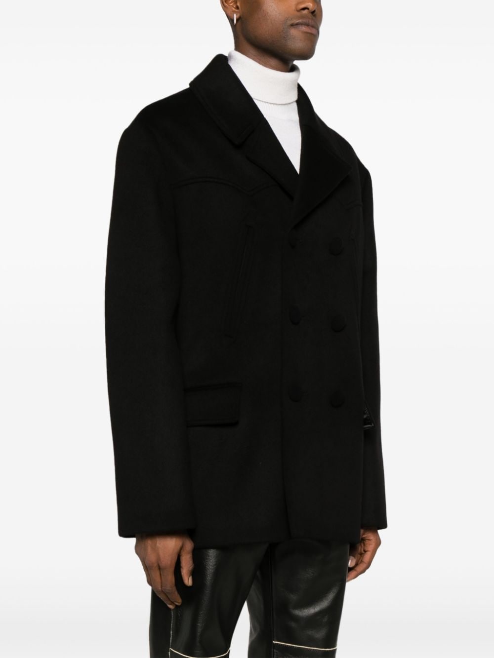 double-breasted wool coat - 3