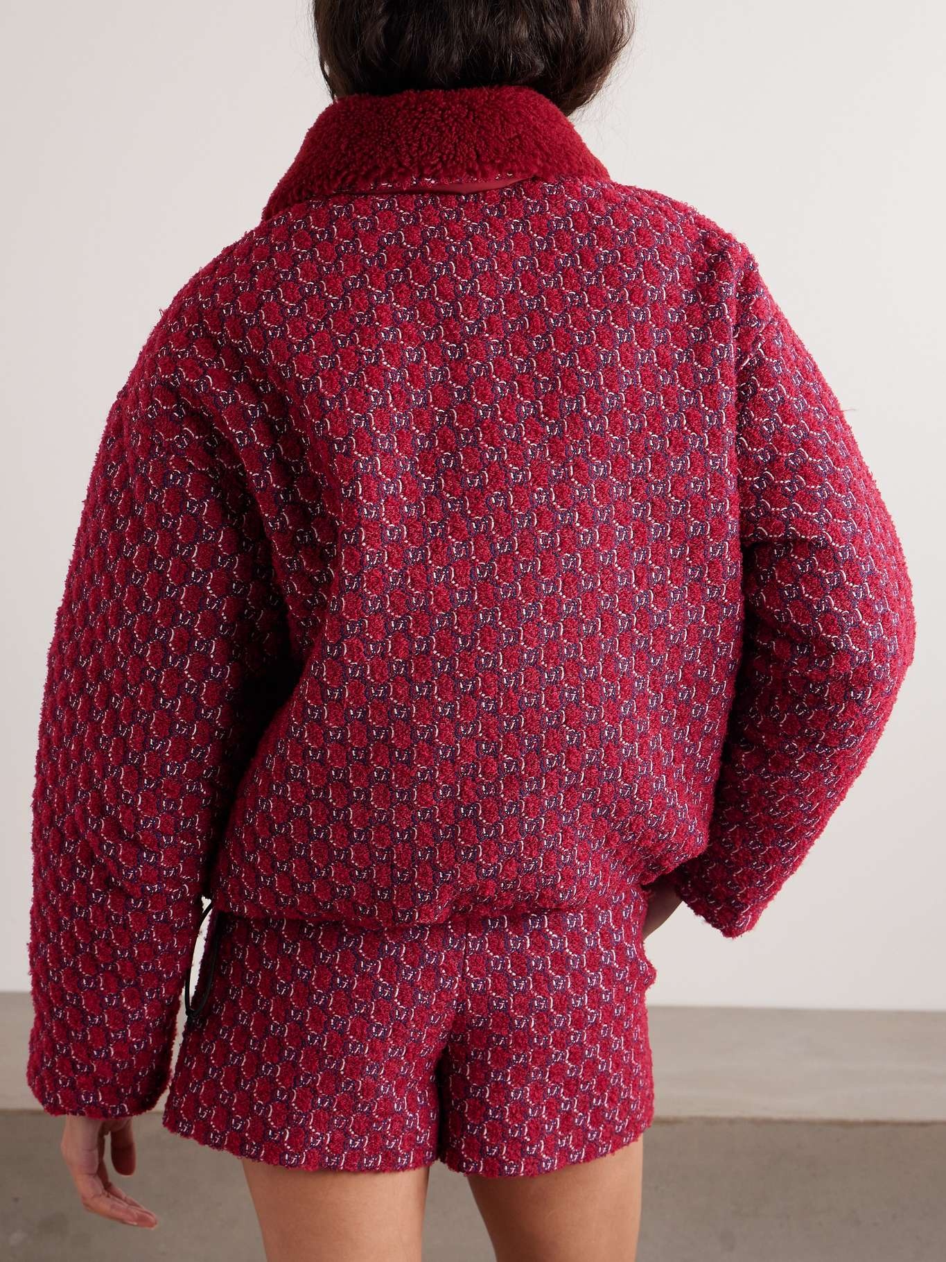 Shearling-trimmed jacquard-knit wool-blend bouclé jacket - 3