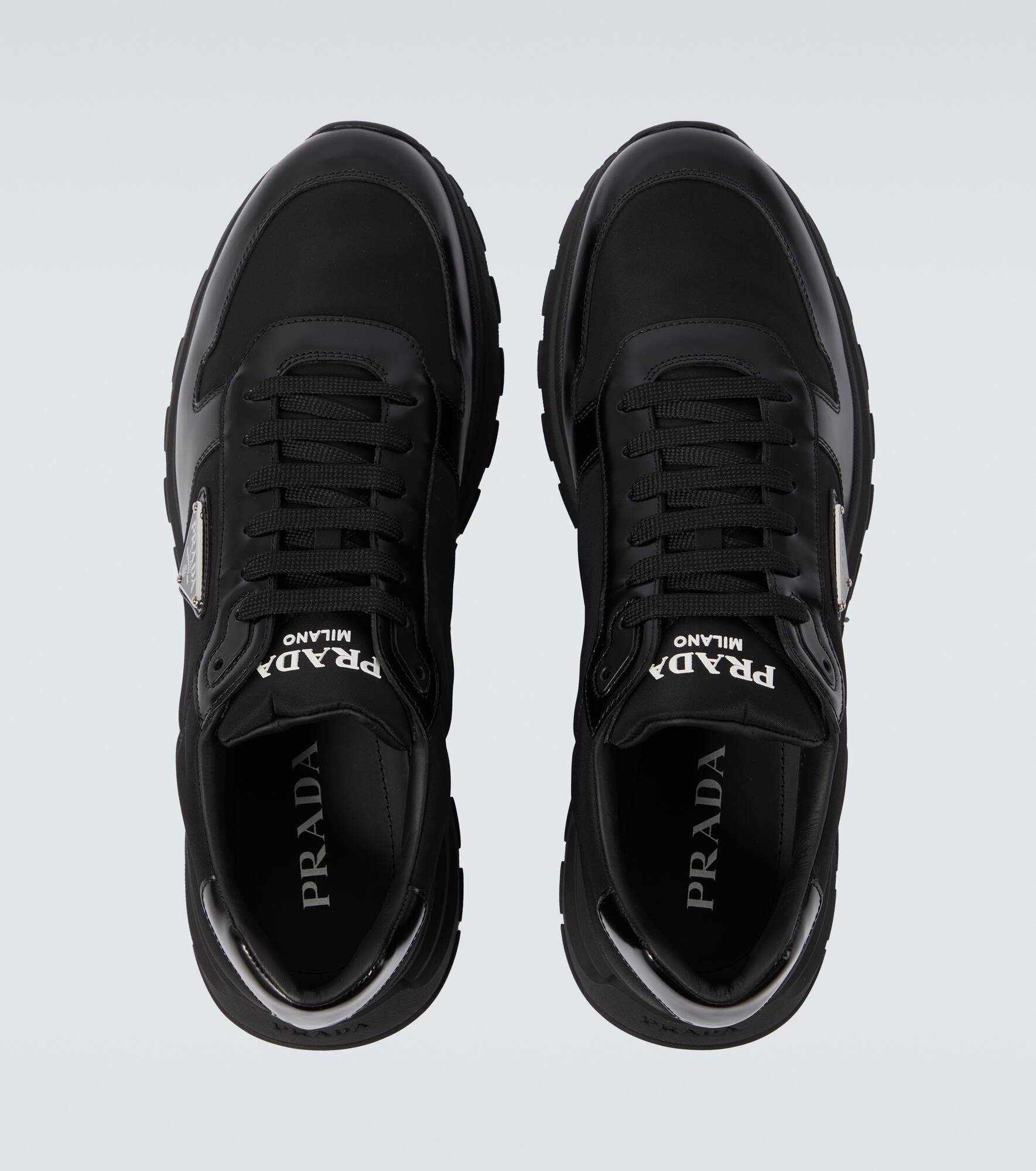 Re-Nylon and leather sneakers - 4