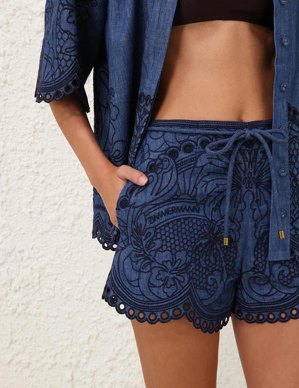 Coco Embroidered Denim Short - 5