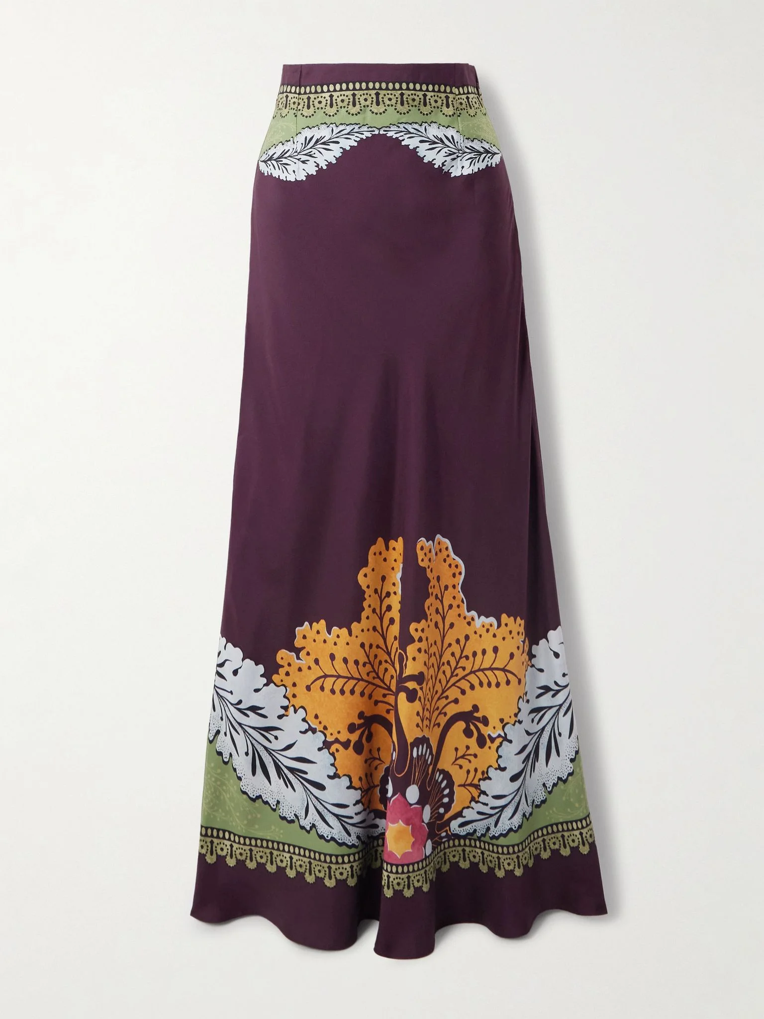 Printed silk-twill maxi skirt Multi - 1