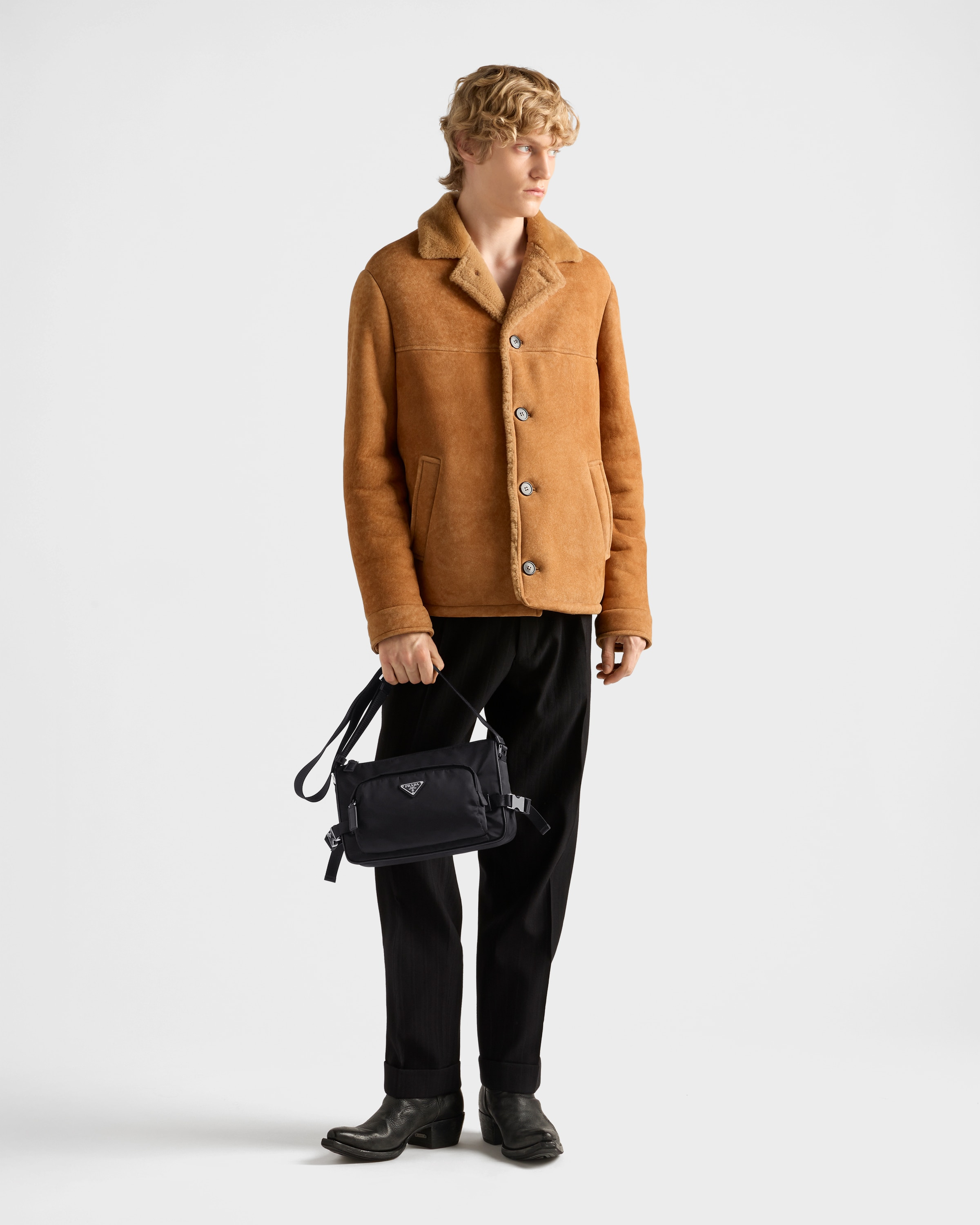 Medium Re-Nylon and Saffiano leather shoulder bag - 7