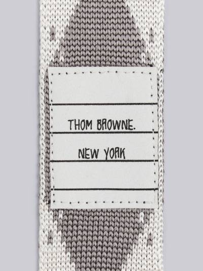 Thom Browne Light Grey Knitted Silk Jacquard Argyle 4-Bar Tie outlook