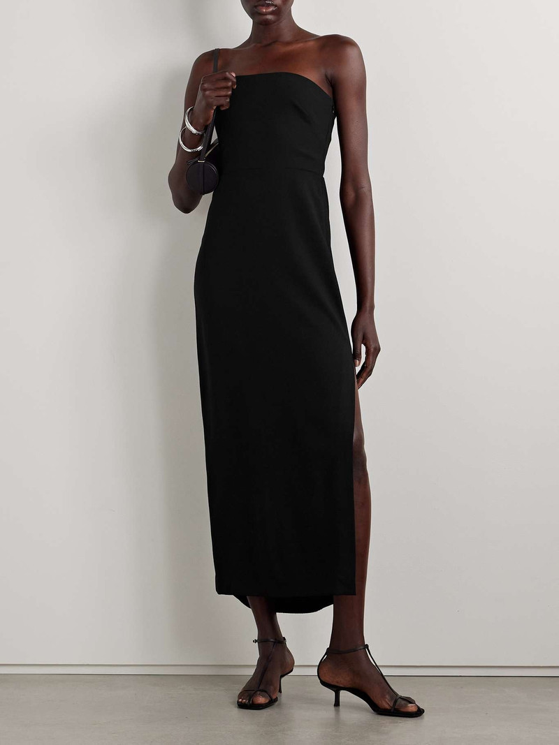 MATTEAU Strapless wool-blend crepe midi dress Black outlook