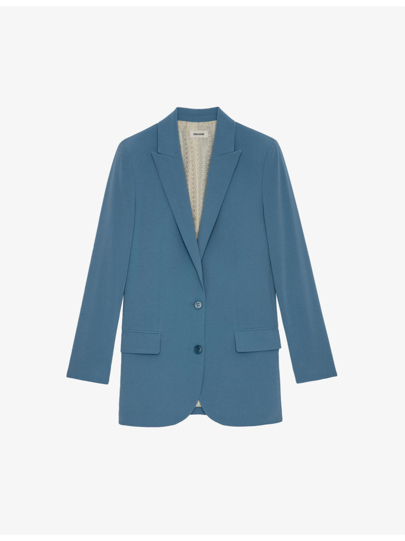 Viva single-breasted peak-lapel crepe blazer 1