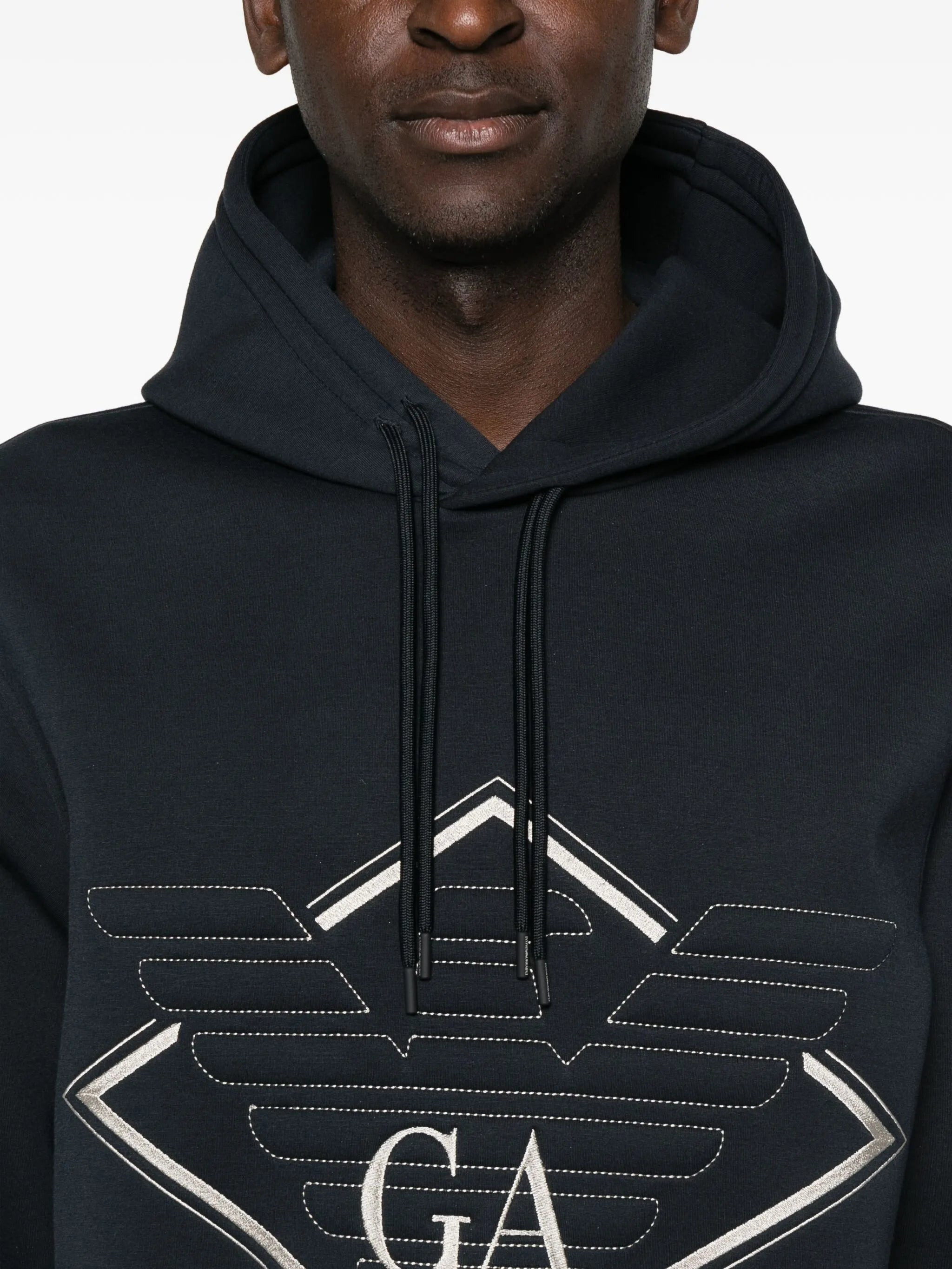 Emporio Armani Eagle-logo Diamond-shaped Print Hoodie - 5
