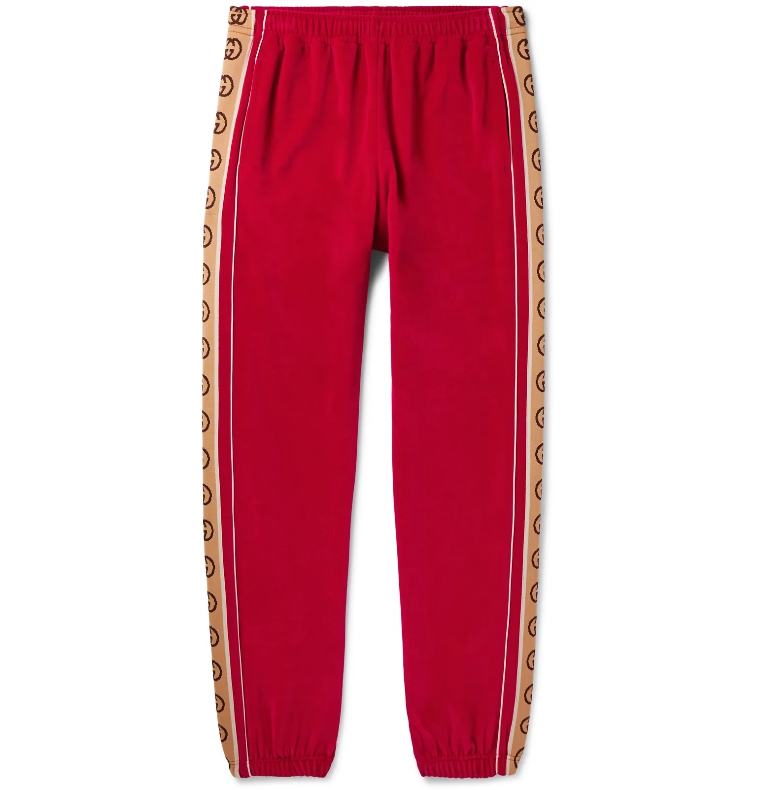 Tapered Logo-Appliquéd Webbing-Trimmed Piped Velvet Sweatpants - 8