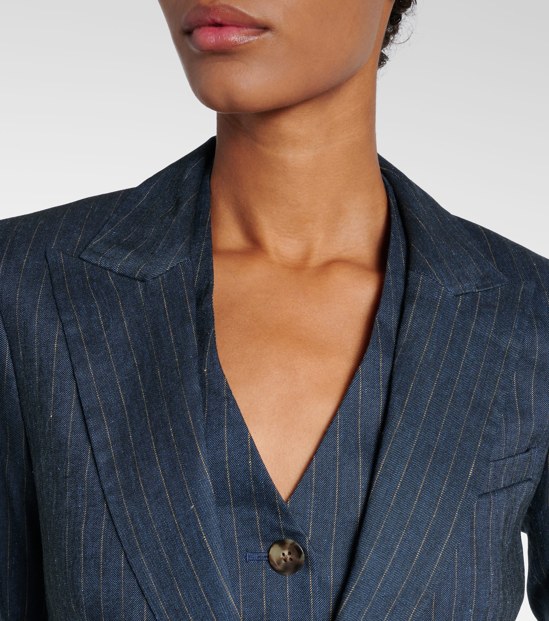 Obie pinstripe linen-blend blazer - 4