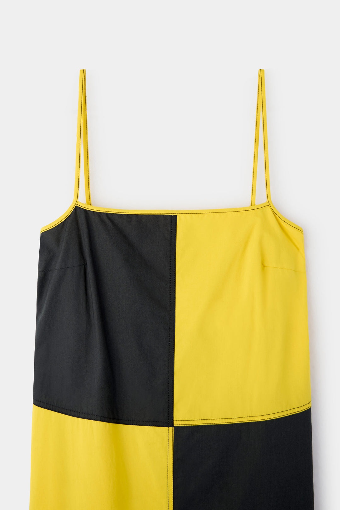 CHESS STRAP DRESS / petrol blue & yellow - 4
