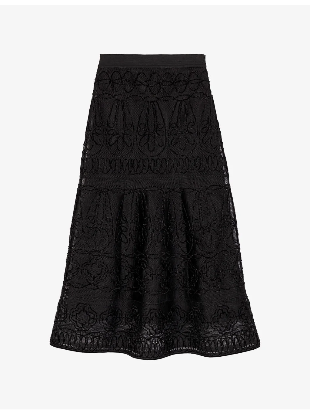 Floral-Embroidered Woven Maxi Skirt - 1