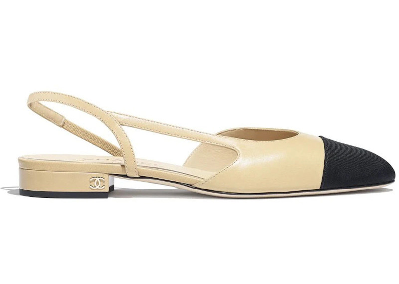 Chanel Slingback Flats Beige Goatskin 1