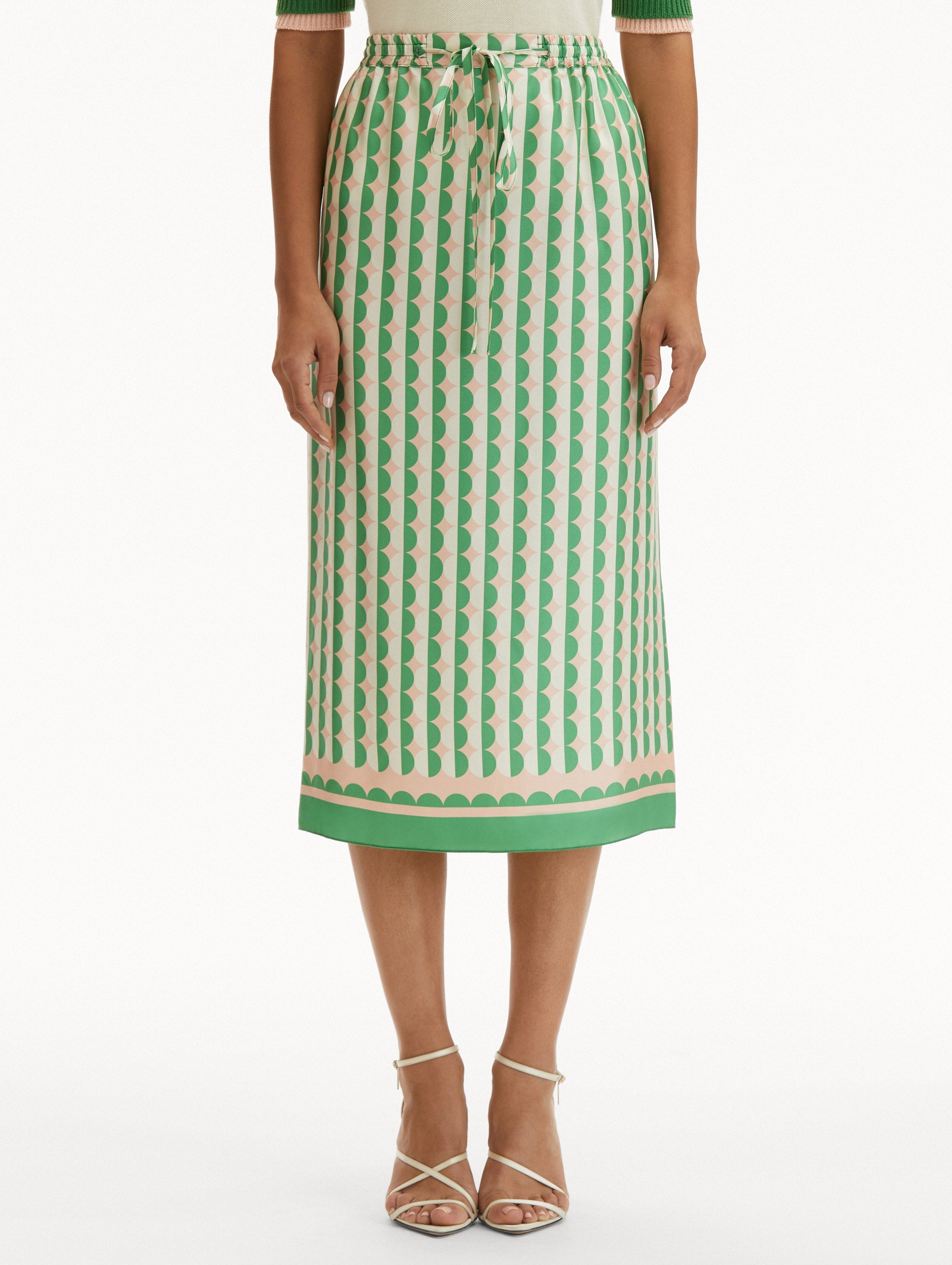 GEOMETRIC CIRCLE SILK TWILL SKIRT - 4