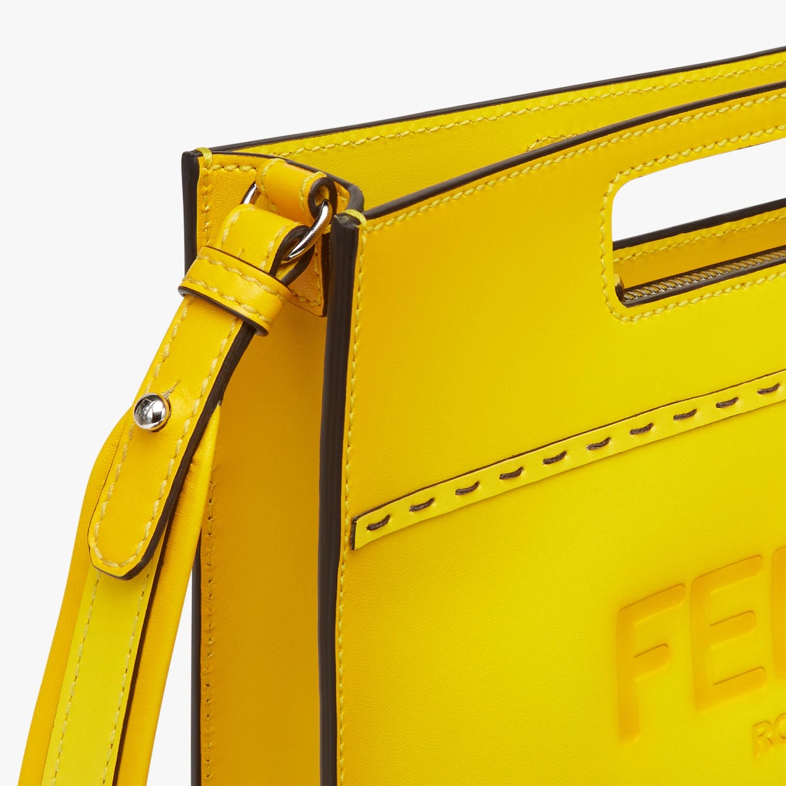 Yellow leather shopper - 5
