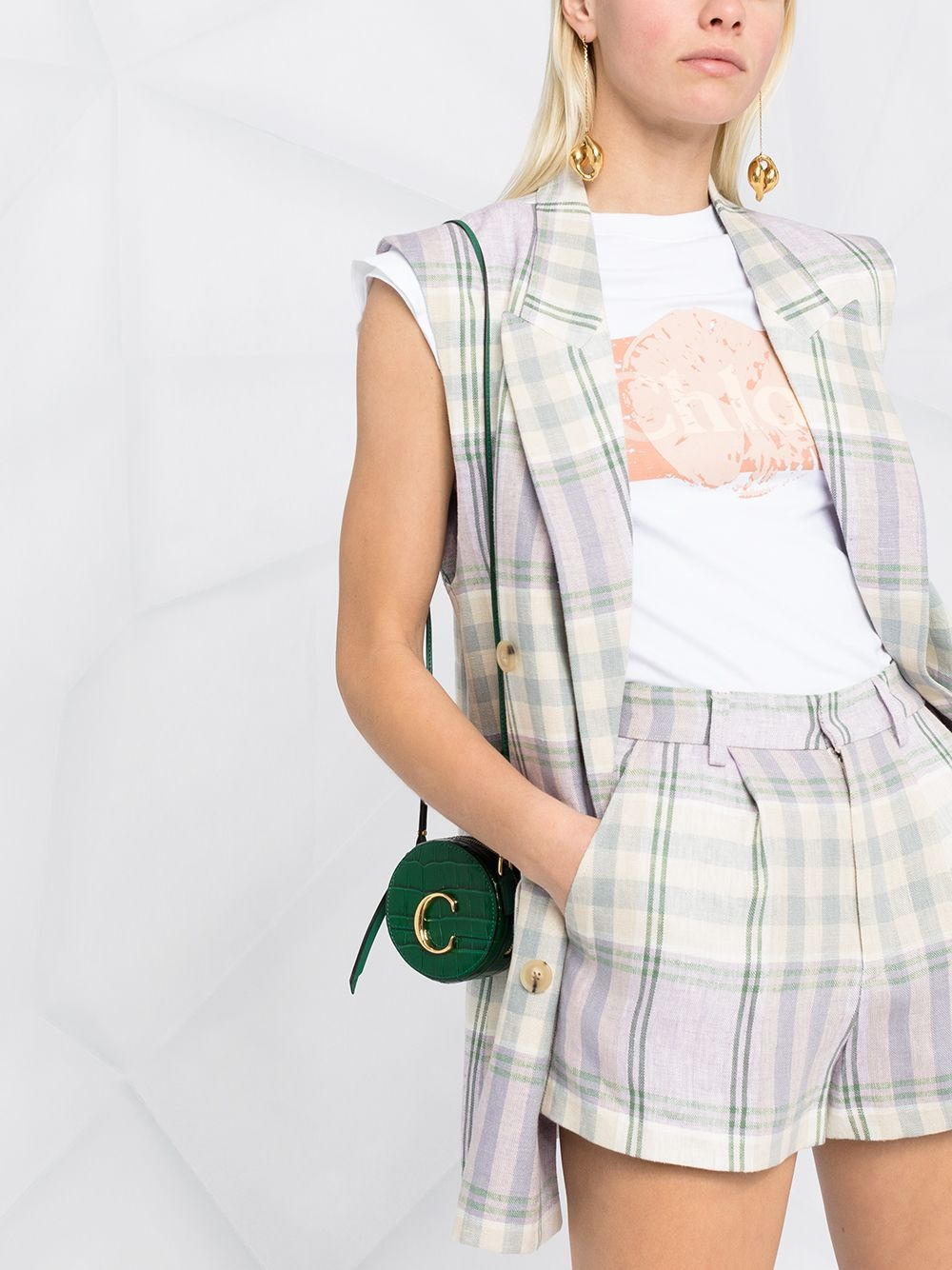 checked linen shorts - 3