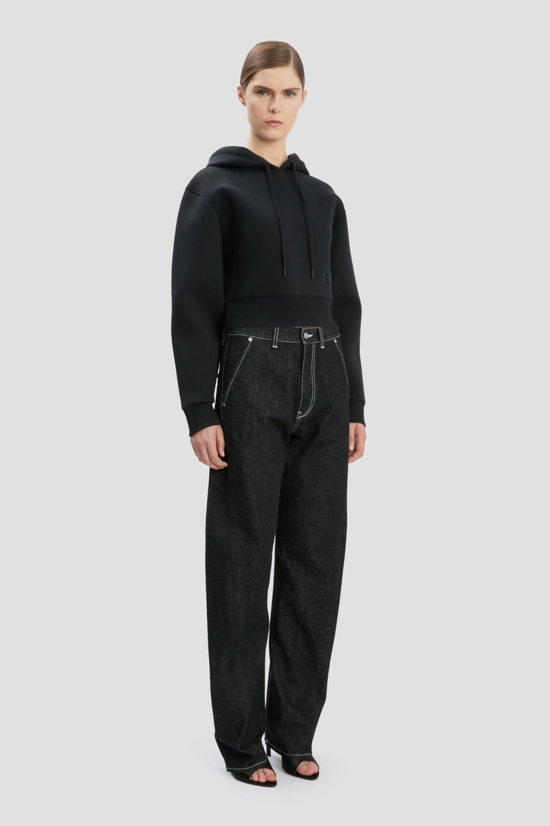 Cropped Structured Hoodie In Black 3