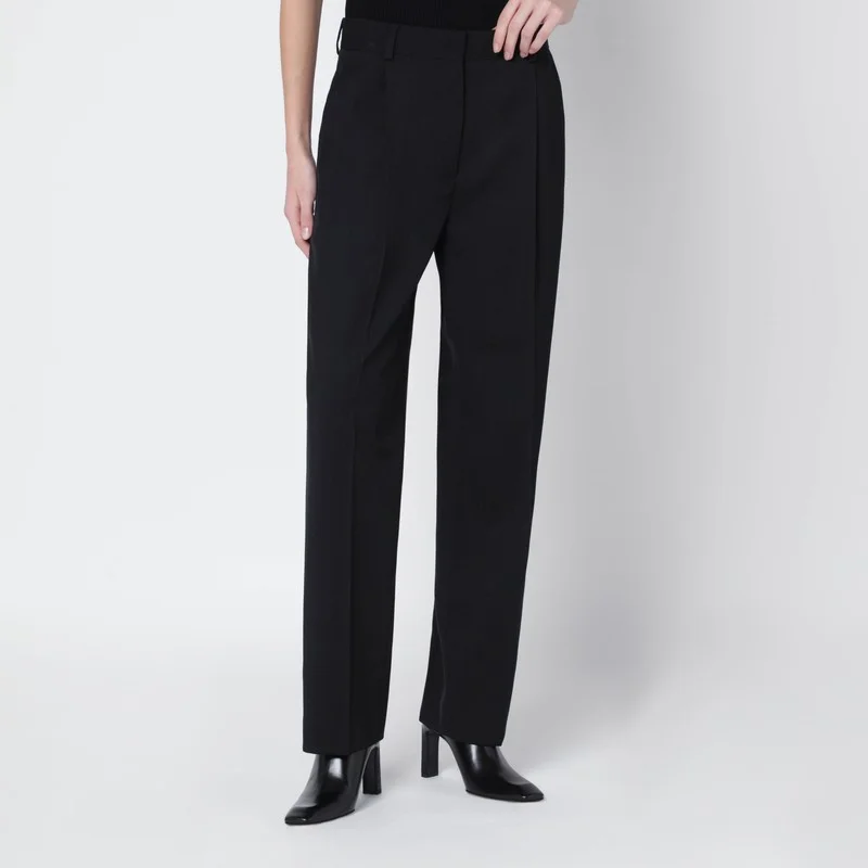 Black wool-blend trousers - 1