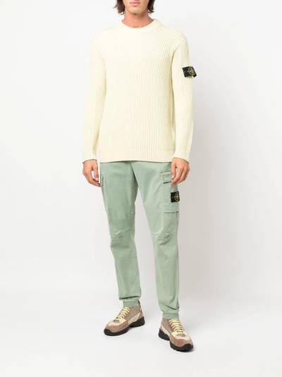 Stone Island Compass logo-patch ribbed-knit jumper outlook