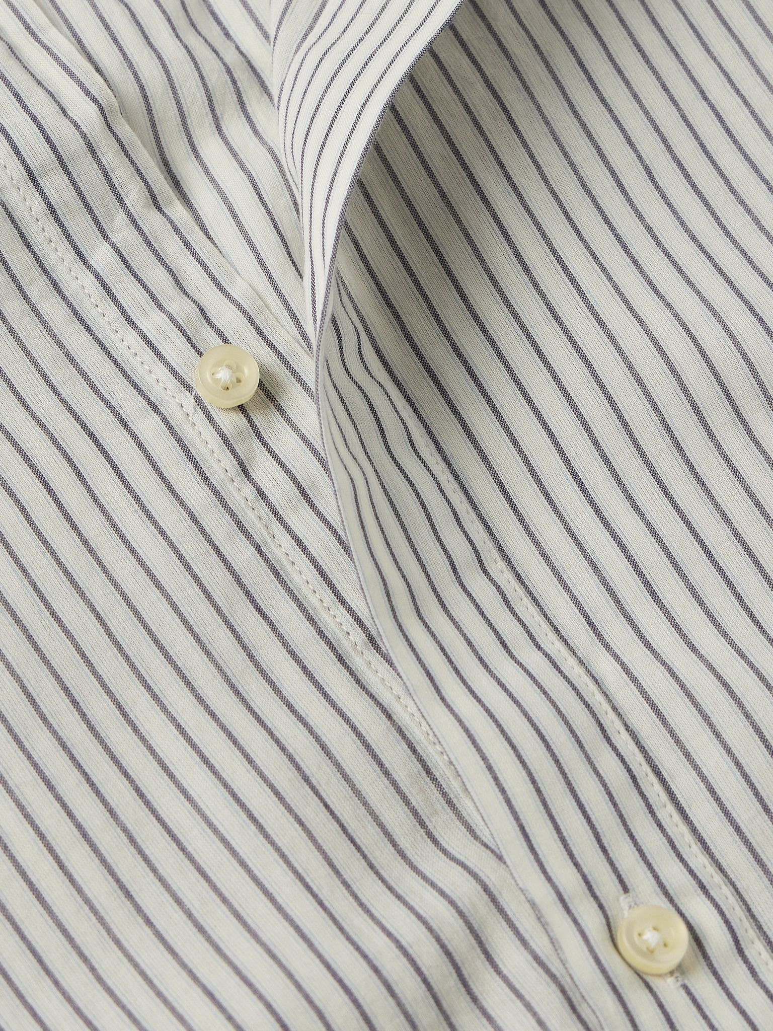 Gali Grandad-Collar Striped Cotton-Voile Shirt White - 5