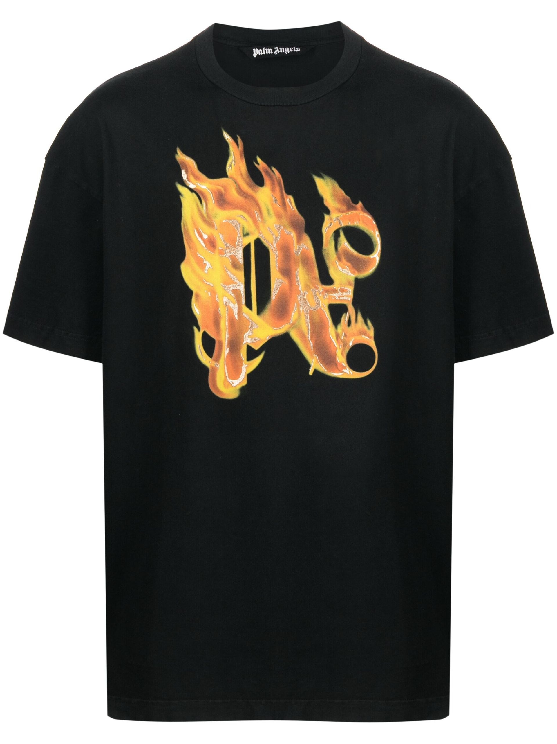 Black Burning Monogram-Print Cotton T-shirt - 1