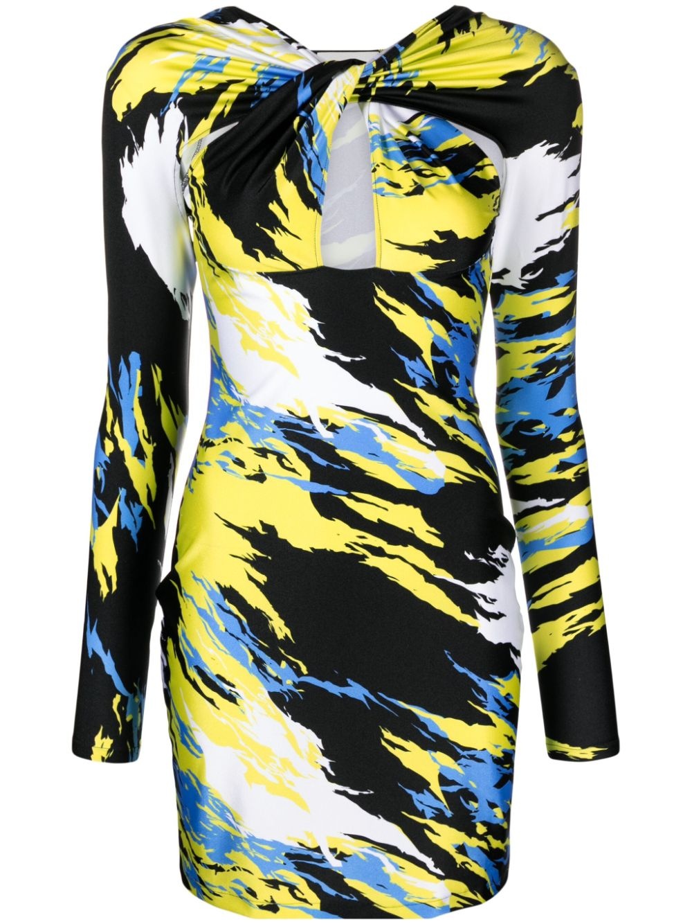 abstract-print twisted jersey minidress - 1