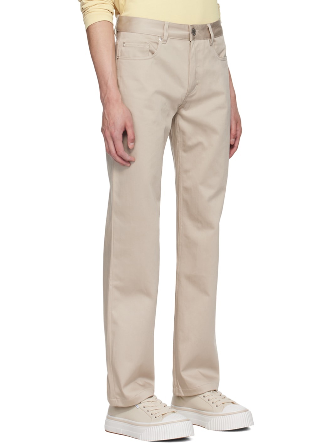 Beige Straight Fit Trousers - 2