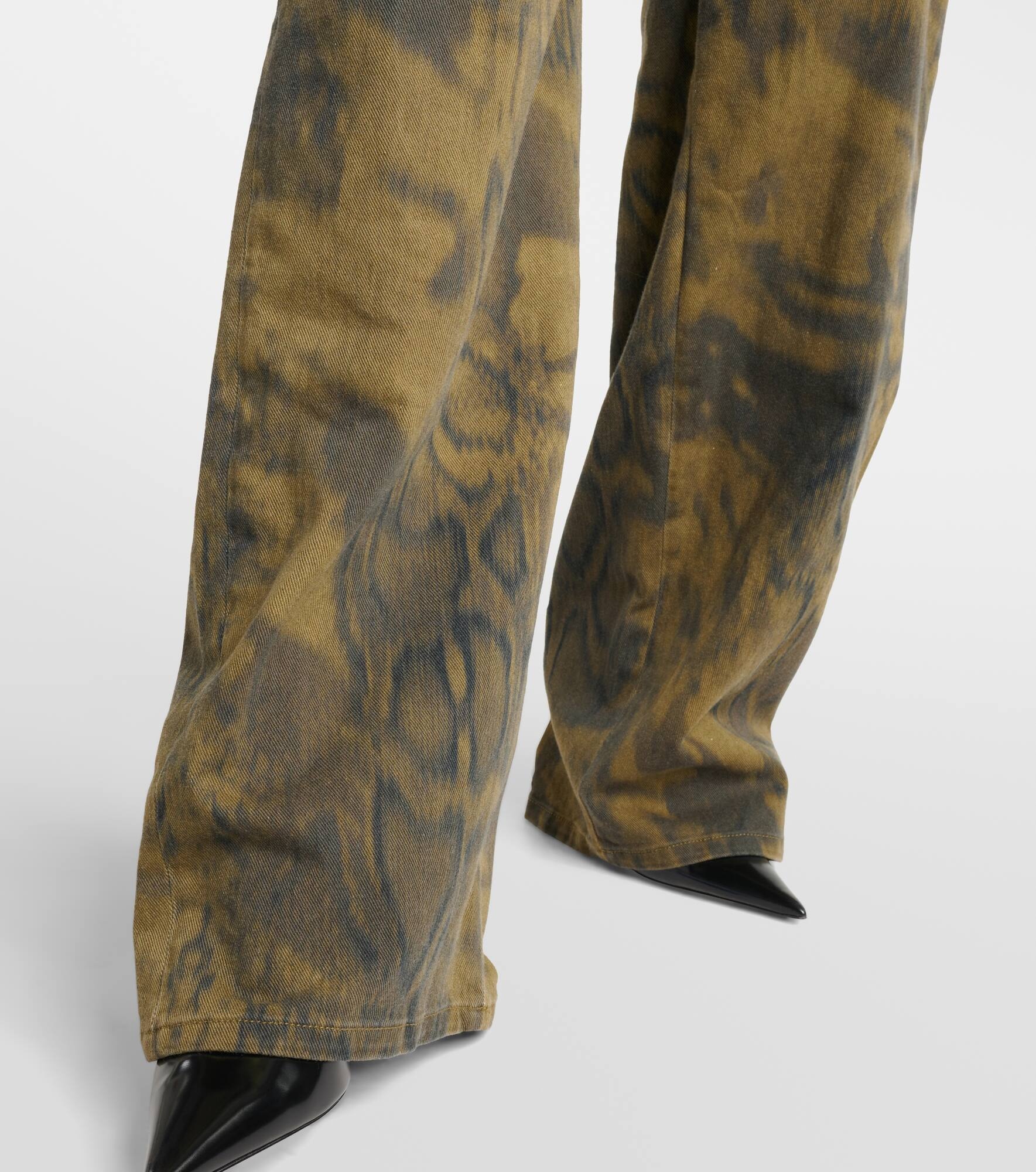 Printed denim wide-leg pants - 5