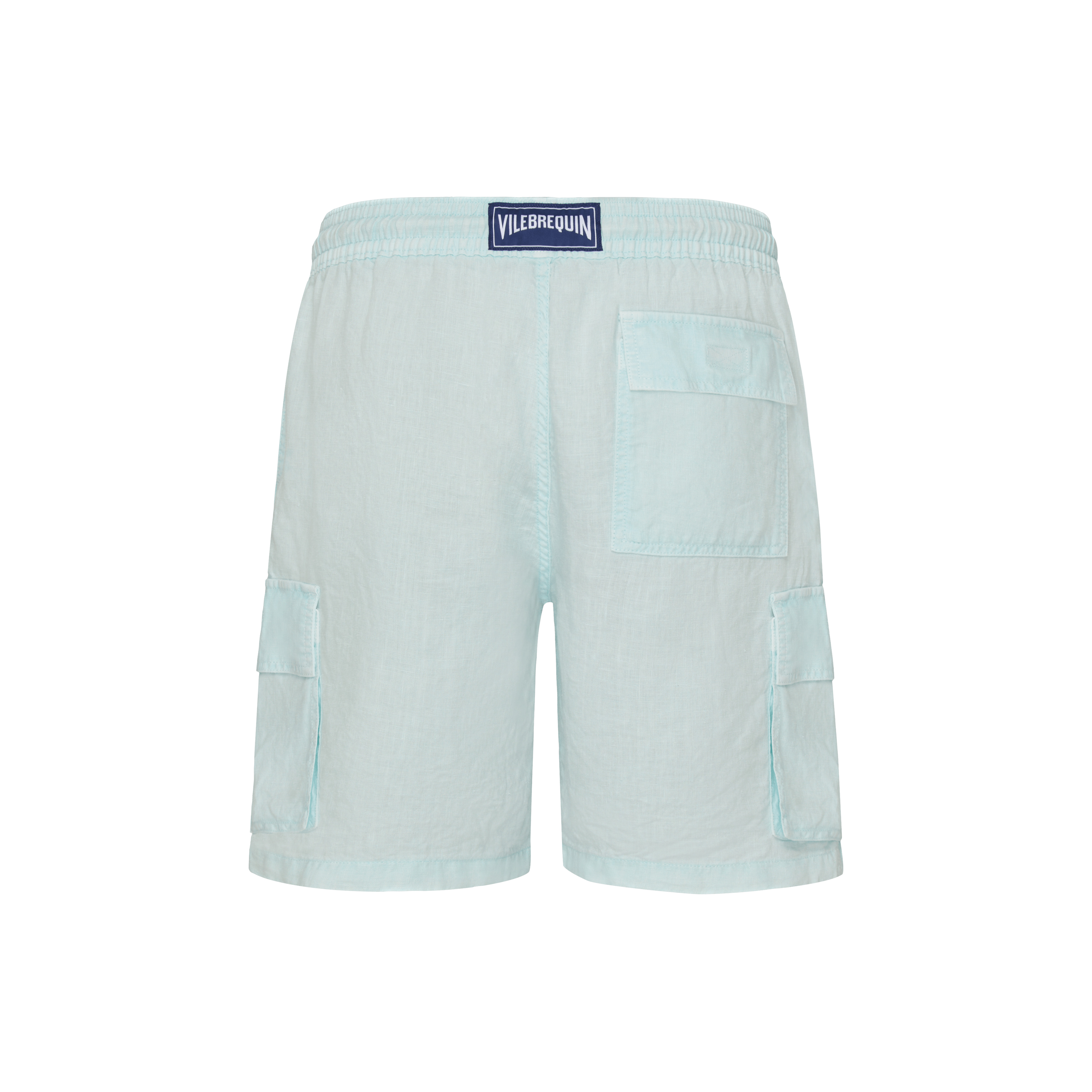 Men Linen Bermuda Shorts Cargo Pockets Natural Dye - 2
