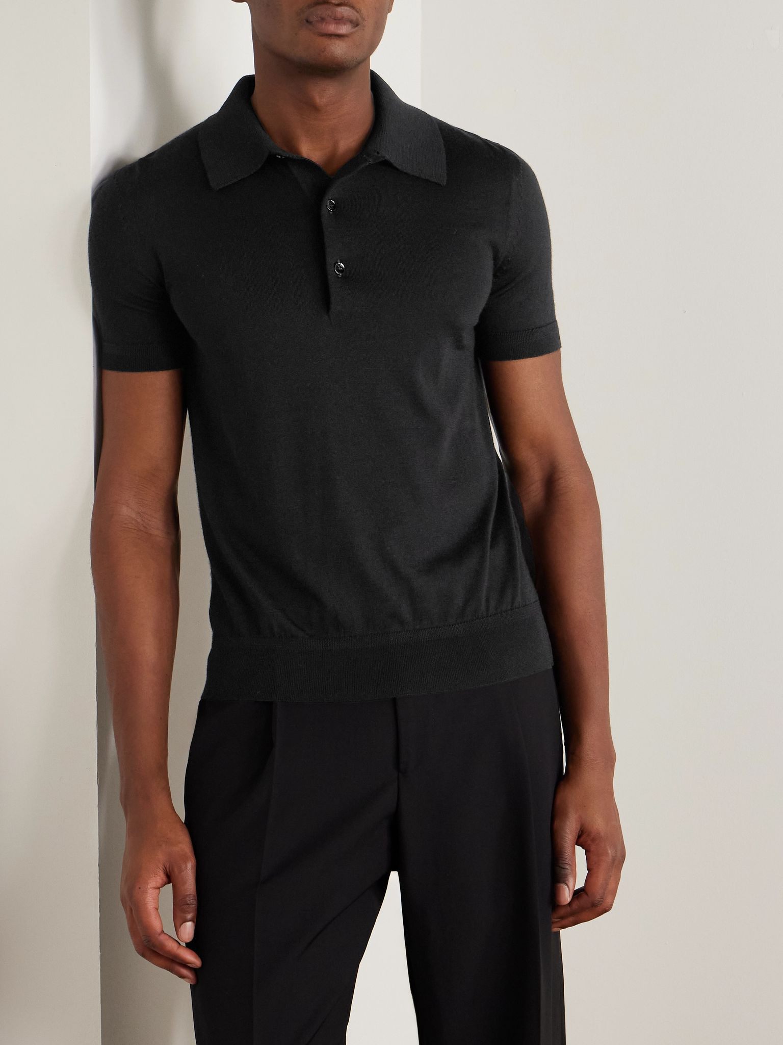 Cashmere and Silk-Blend Polo Shirt Black - 3