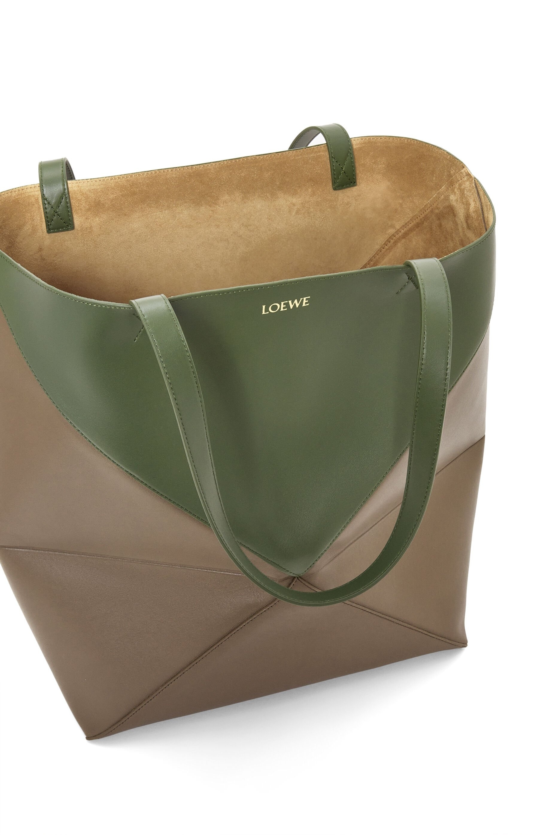 Large Puzzle Fold Tote in shiny calfskin - 7