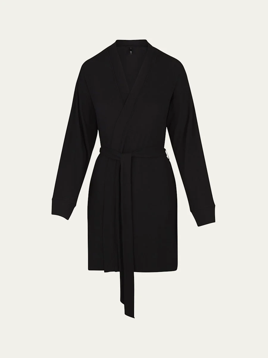 Soft Lounge Ribbed Short Robe - 1