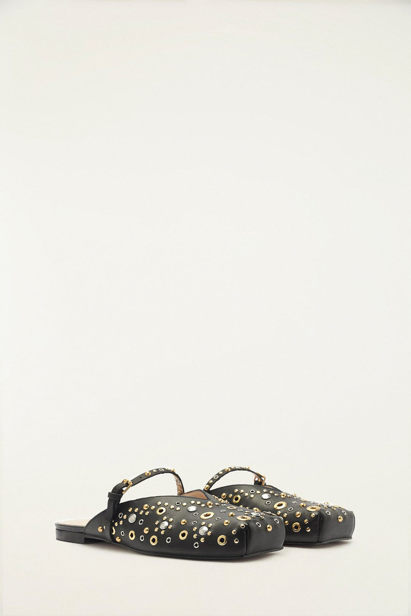 FARM RIO Black Studded Square Toe Ballerina outlook