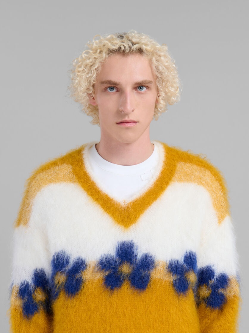 ORANGE MOHAIR JUMPER WITH FLOWERS - 4