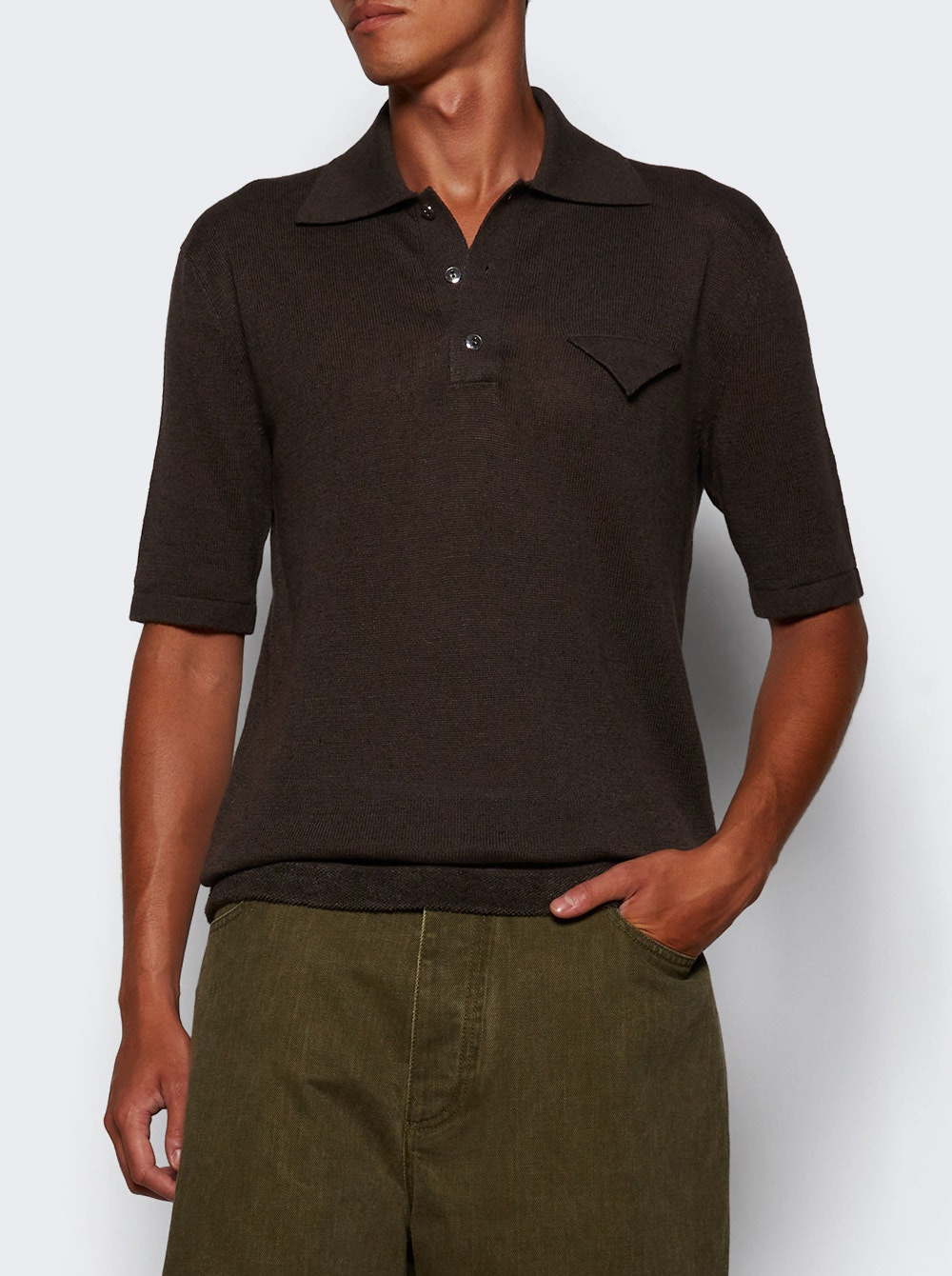 Polo Top Dark Brown Melange - 2